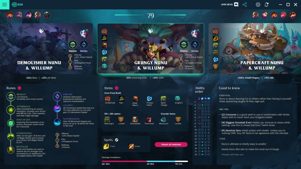 Application that draws a random League of Legends build