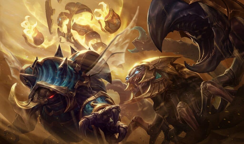 Guardian of the Sand Skarner Skin Splash Art in League of Legends.