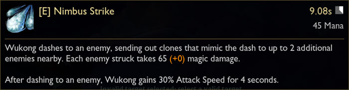 Wukong E Ability Tooltip in League of Legends from PBE