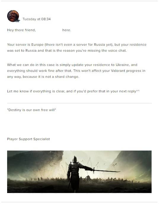 Valorant Customer Support Screenshot